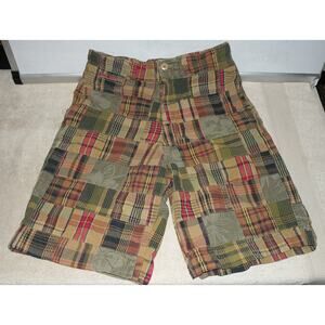 Junction West Men’s 32 Madras Patchwork Shorts 11 Inch Inseam Cotton